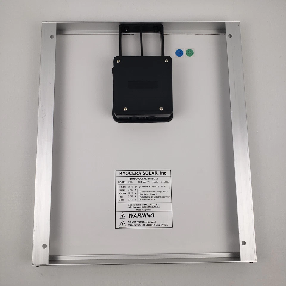 Kyocera KS16 16 Watt Solar Panel Multicrystal Photovoltaic Module NOS - Imagem 2 de 4