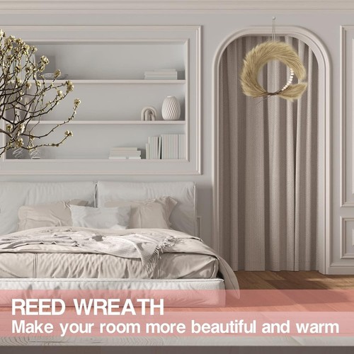 Faux Pampas Grass Door/Wall Wreath💗With Boho Beads 17.5" - Picture 6 of 6