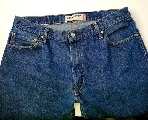 Levis 505 Mens 36 Dark Wash Blue Straight Leg Relaxed Fit Denim Jeans Pants 34 - Picture 4 of 10