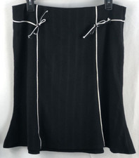 Vintage A-Line Flare Skirt 11 Blk Bow Accent Knee Length 32"w Y2K 90s whimsigoth