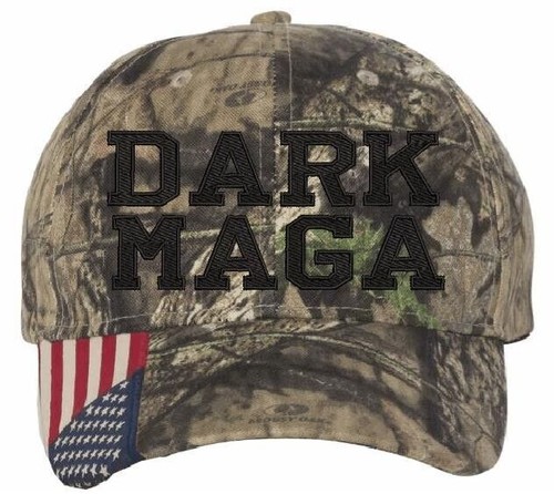 Trump Hat - Dark MAGA Mossy Oak Adjustable Hat with USA Flag Brim Trump 2024 - Picture 3 of 9