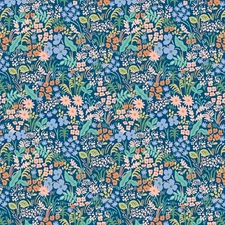 Rifle Paper Co Fabric, Rifle Paper Meadow Blue Fabric, Rifle Paper Meadows Blue