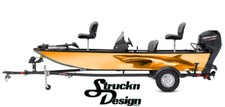 Boat Wrap Great White Shark Vinyl Graphic Decal Kit Fish Bass Fishing USA Orange