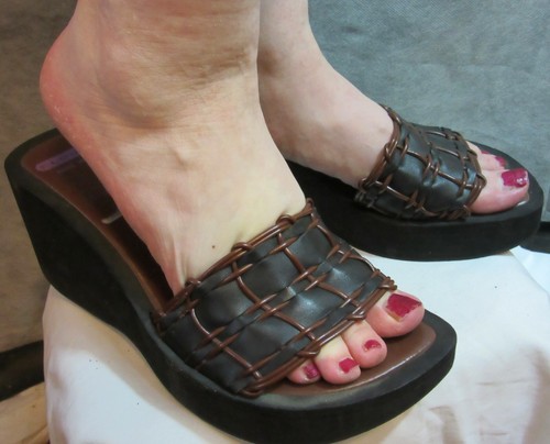 Cloud 9 Nine West Marrón Negro Tejido Plataforma Cuña diapositivas mulas  Slipon Sandalias 8 | eBay
