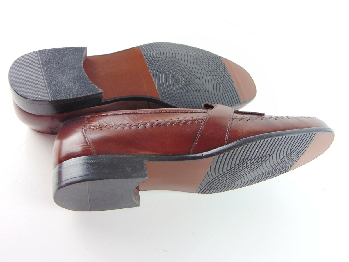 David Taylor Brown Leather Tasseled Slip On Dress Shoes 13M  display picture 2