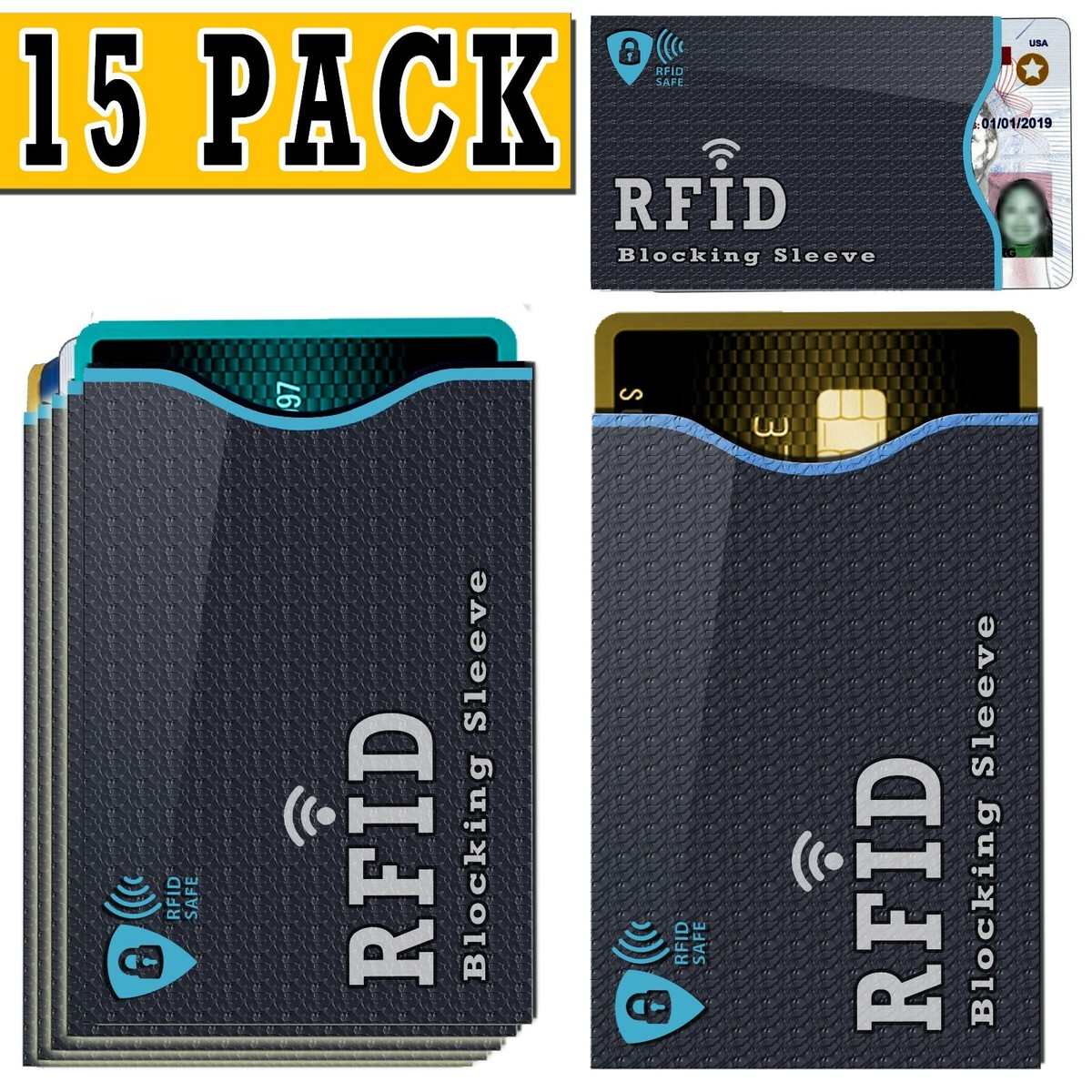 rfid card protector sleeve RFID Blocking Credit Card Sleeves main image 1