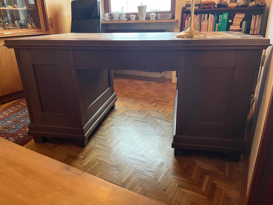 Schreibtisch - Antik - Gründerzeit - Original - ca. 155,5 cm x 90 cm x 77,5 cm - Bild 2 von 4