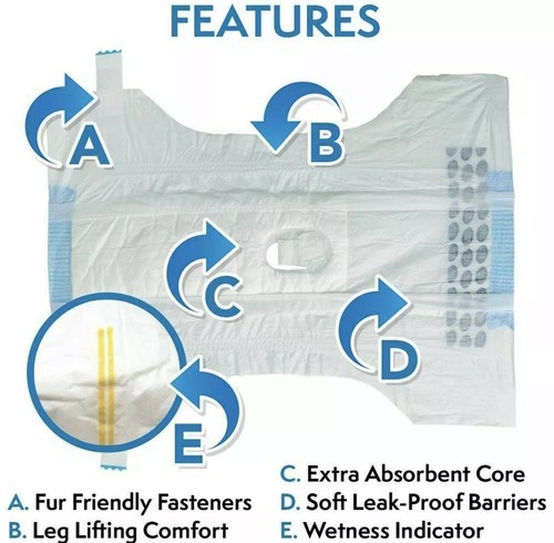 Simple Solution True Fit Disposable Dog Diaper with Tail-Hole, Medium, 30 Count - Picture 5 of 5
