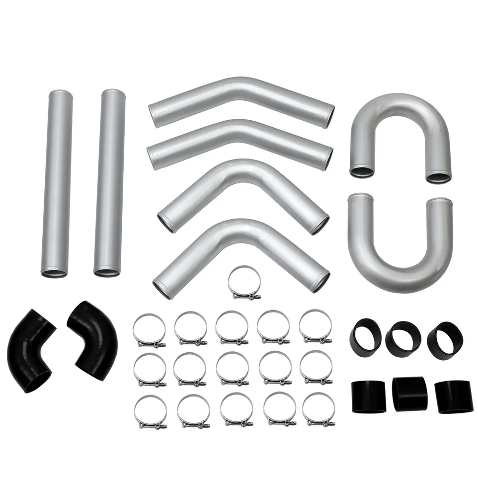 Универсальный комплект алюминиевых трубопроводов промежуточного охладителя 3 дюйма с муфтой и Т-образными зажимами - Изображение 2 из 4