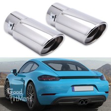 2x Stainless Steel 2" Exhaust Pipe Tail Muffler Tip For Porsche 718 Cayman