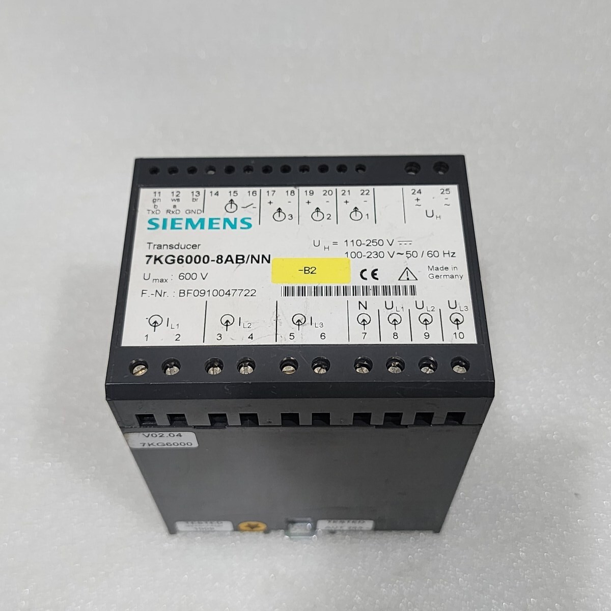 SIEMENS 7KG6000-8AB/NN TRANSDUCER 100-250VDC/100-230VAC