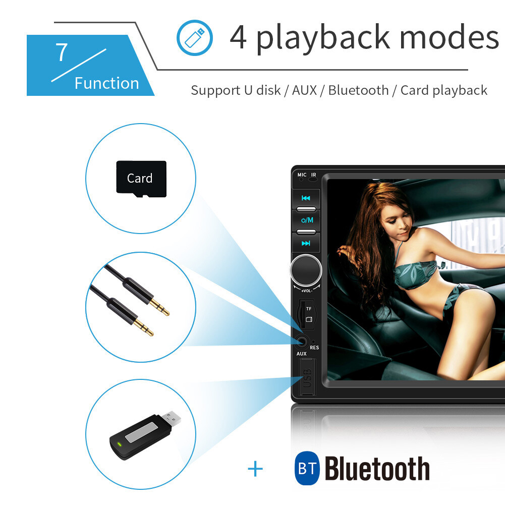 Image 9 - 7" Double 2DIN Car MP5 Player Bluetooth Touch Screen Stereo Radio USB AUX Camera