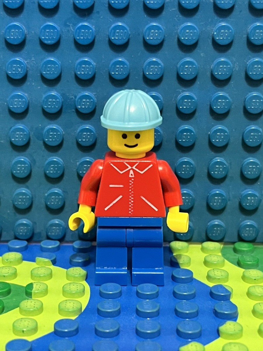 lego minifigures City Construction Worker Blue Helmet Red Jacket Jred013