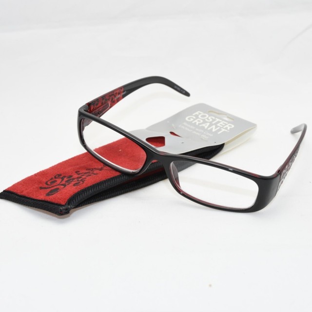 +2.75 Genuine Foster Grant Womens Readers Dark Red Etched Temples Soft