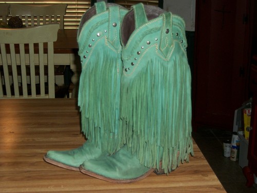 turquoise fringe cowboy boots