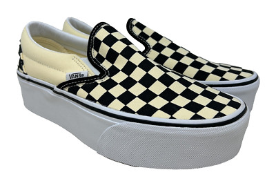 VANS Classic Slip-On Stackform Checkerboard Black/White Size 8.5