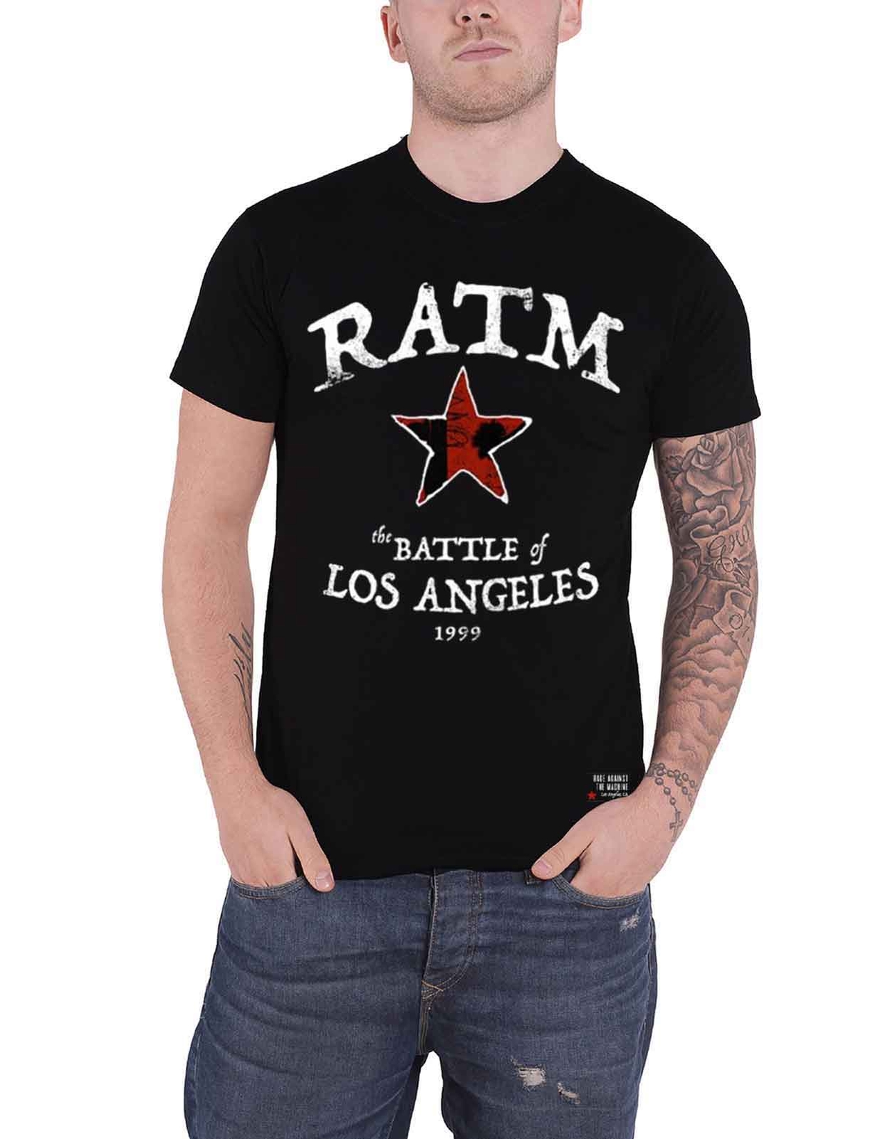 Rage Against The Machine Official Black Mens Battle Star Band Logo T-Shirt