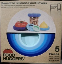 Food Huggers 5pc Reusable Silicone Savers 2 Designs Avail. Price Is For One Pack
