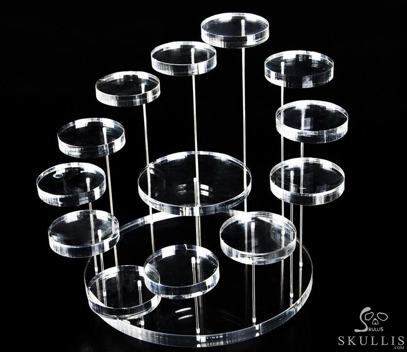 Floating 13 Crystal Skulls White Acrylic Display Stand for 1.5"-2.5" Skull