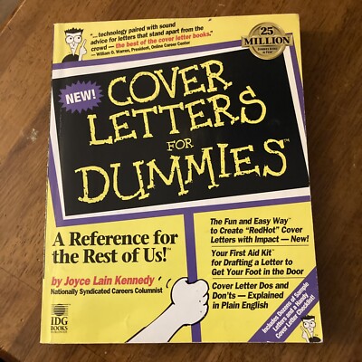 Cover Letters for Dummies by Joyce Lain Kennedy (1996, Trade Paperback) First Ed