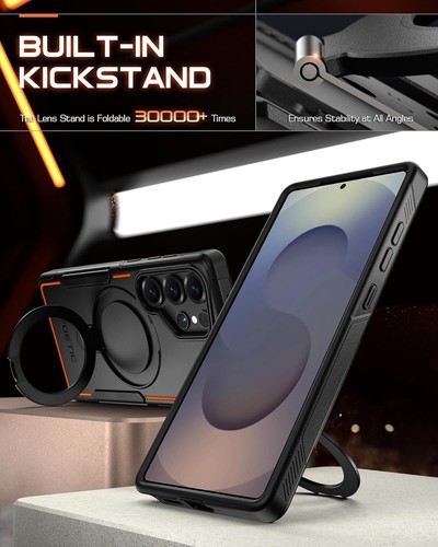 For Samsung Galaxy S25 Ultra Case Poetic Built-in Magnetic Ring Stand Orange - 第 1/6 張圖片