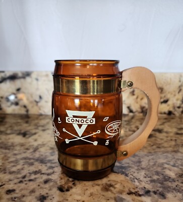 Vintage Collectible Amber Keg Conoco Siesta Ware Oil Gas Advertising Lot of 4 