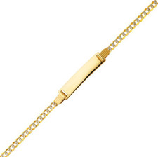 14K Yellow Gold White Pave Cuban ID Bracelet 2.7mm 6" Free Engrave Name Baby Kid