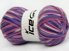 (1) 100 Gram Smart Sock Yarn Ice #67416 Lilac Pink Cream + Superwash Wool Nylon