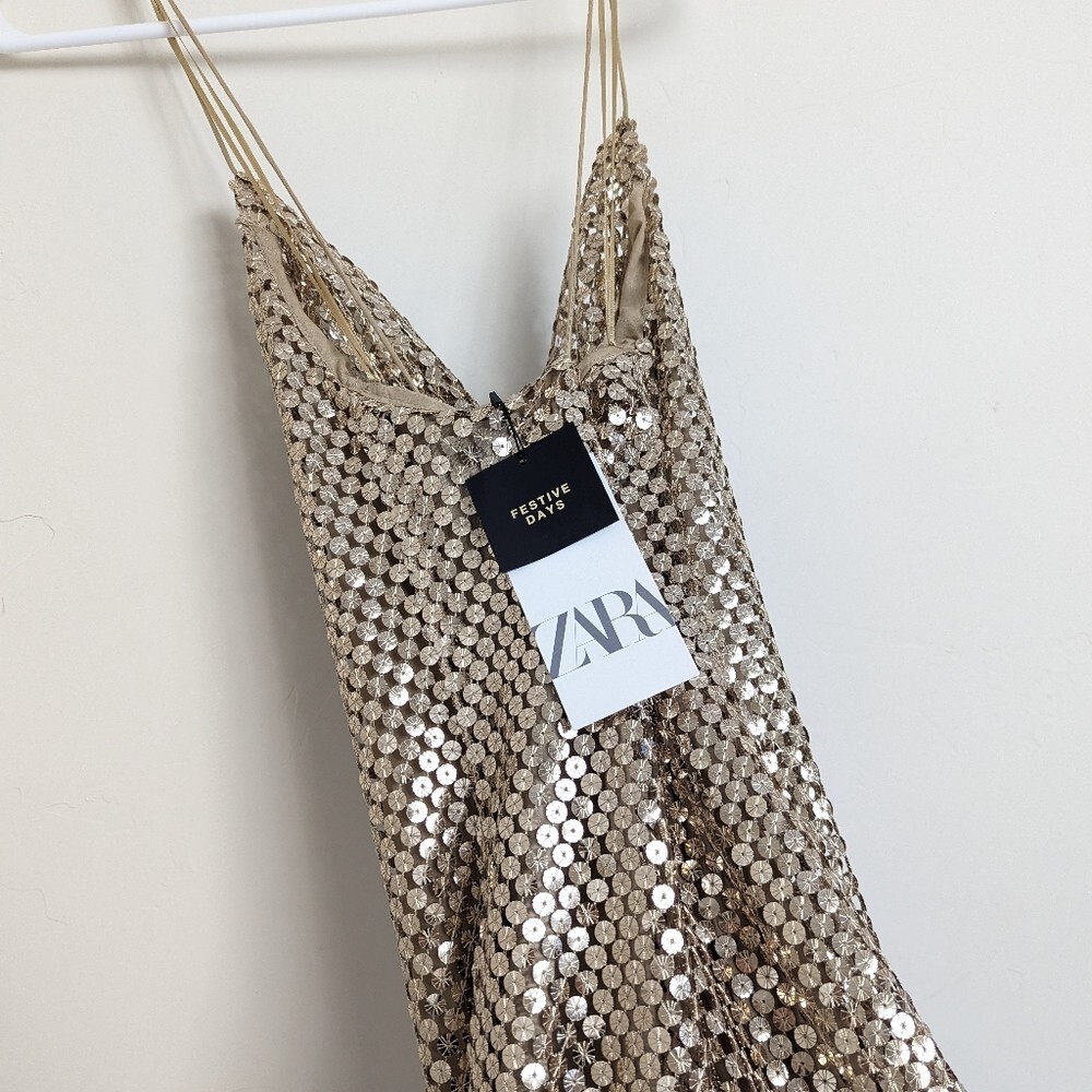 ZARA GOLD MESH SLIP DRESS XS S M L NWT | eBay UK