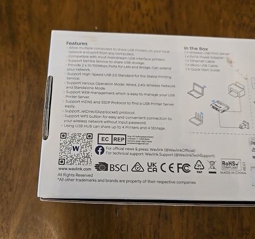 WAVLINK USB Wireless Printer Server WL-NU516U1 New - Picture 9 of 10