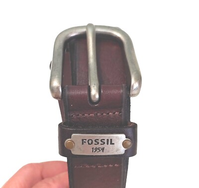 Vintage Fossil brown leather belt size L ~ Vintage Fossil Womens Brown Leather‎ Belt L Scalloped  main image 2