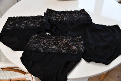 BN 4PK Ladies MARILYN MONROE BLACK Brief FULL COVERAGE Panties/BLACK Lace  2X