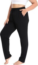 Women's Plus Size Comfy Lounge Pants Active Yoga Sweatpants 3X, Black