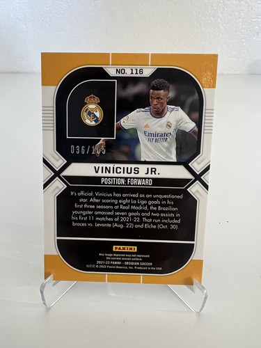 Vinicius Junior 2021-2022 Panini Obsidian /105 #116 Real Madrid - Picture 2 of 2