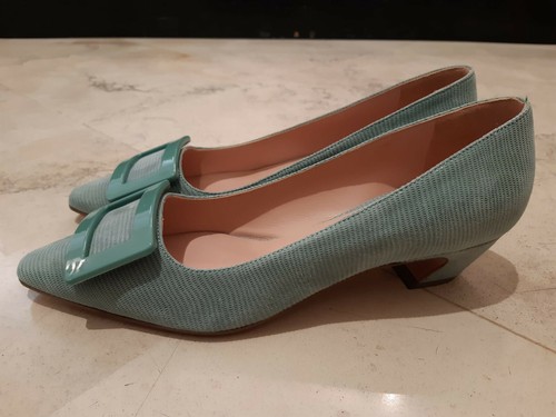 Decollete Gaia De Simone suede verde numero 39 nuovo di zecca mai utilizzato - Foto 2 di 4