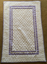 Pottery Barn HARPER Cotton Crib Quilt  Skirt Purple White Ribbon Trim Lavender