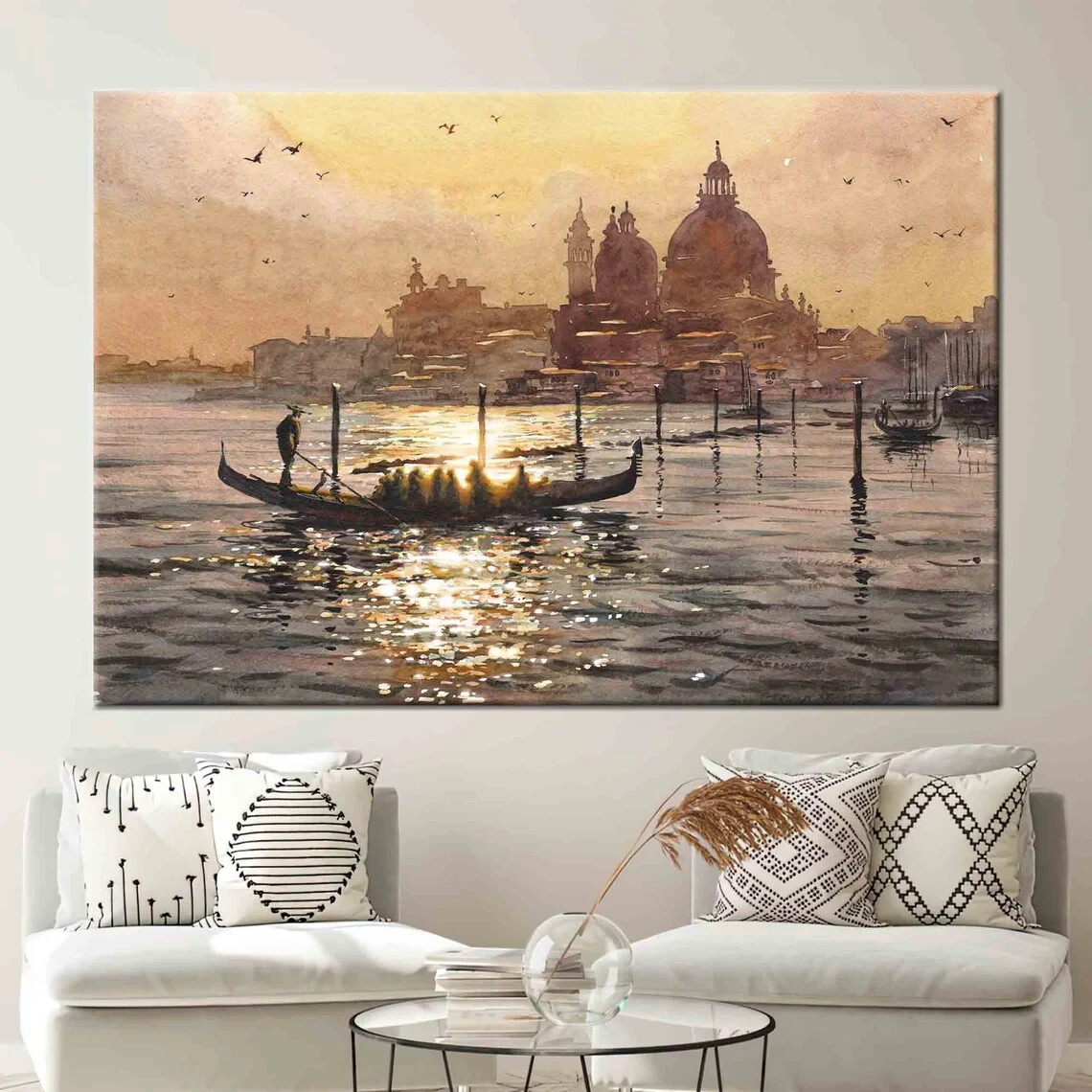 Seascape Sunset View of Old Venice Sea Unframed Canvas Print Australian Wall Art