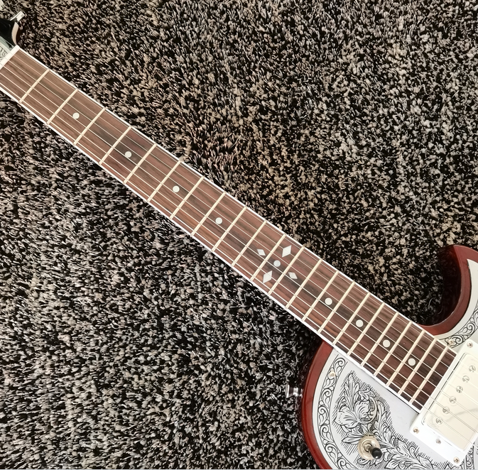 Custom Electric Guitar 24 Fret Metal Front Chrome Hardware Free