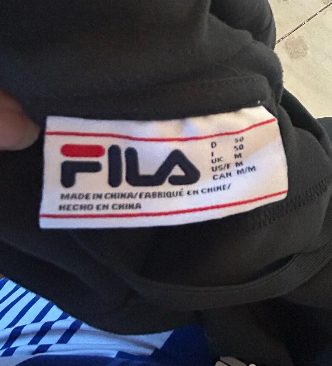 Felpa con cappuccio Fila uomo M nera manica lunga abbigliamento attivo pullover atletico