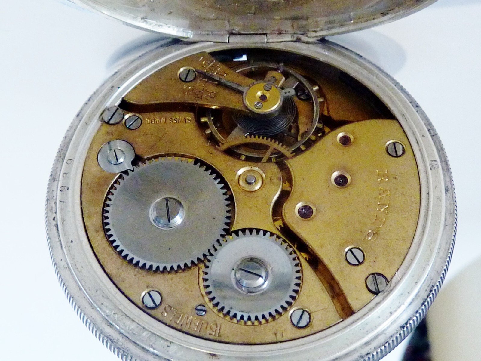 ANTIQUE STERLING SILVER case B'ham 1927 RAND hunter POCKET watch repair