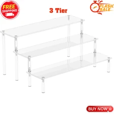 Acrylic Display Risers, 3 Tier Clear Perfume Organizer Stand, Large Shelf Riser