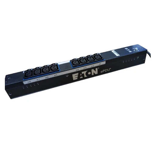 EATON 8 Way IEC C13 PDU with Grip Retention C14 Power Inlet 19" Rackmount EBAB02