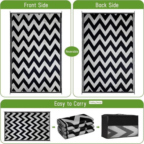 Outdoor Rug 9x12 Large Plastic Straw Waterproof Reversible Patio Camping Mat - Picture 4 of 7