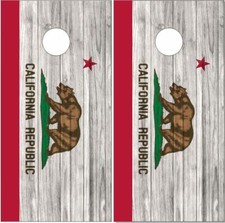California Republic Flag Wood Cornhole Wrap Bag Toss Skin Decal Sticker