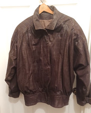 Jacket Bomber Gino Di Giorgio 80's Leather Womens Sz S Brown Trucker Vtg Coat