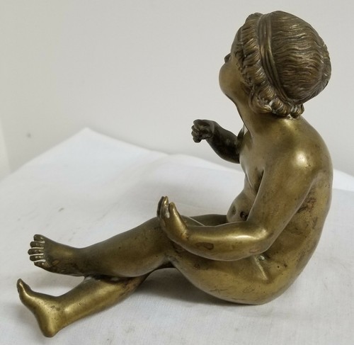 Antique European French Gilt Bronze Clock Figure 18th Century Cherub Figure - Picture 5 of 12