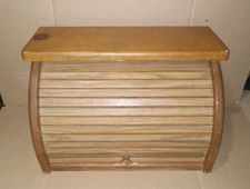 Vintage Wooden Bread Box Roll Top Colonial Kitchen Sheboygan Falls Wisconsin