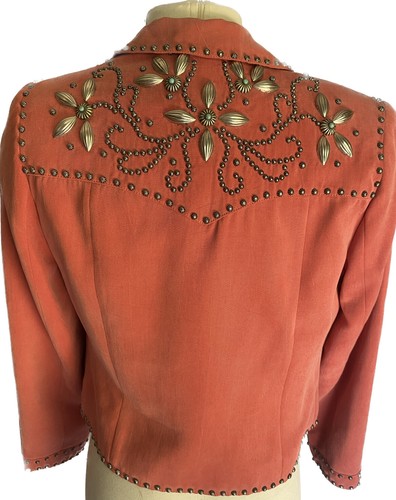 Double D Ranch Coral Jacket Womens Size XS Western Studded, Turquoise buttons ! - Picture 7 of 7