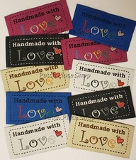 Woven 'Handmade With Love' Garment Labels 25x50mm, Pack of 10