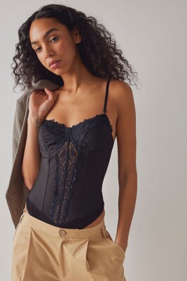 Free People Good Luck Charm Body - schwarzes Spitzenkorsett - Größe Small - UVP £58